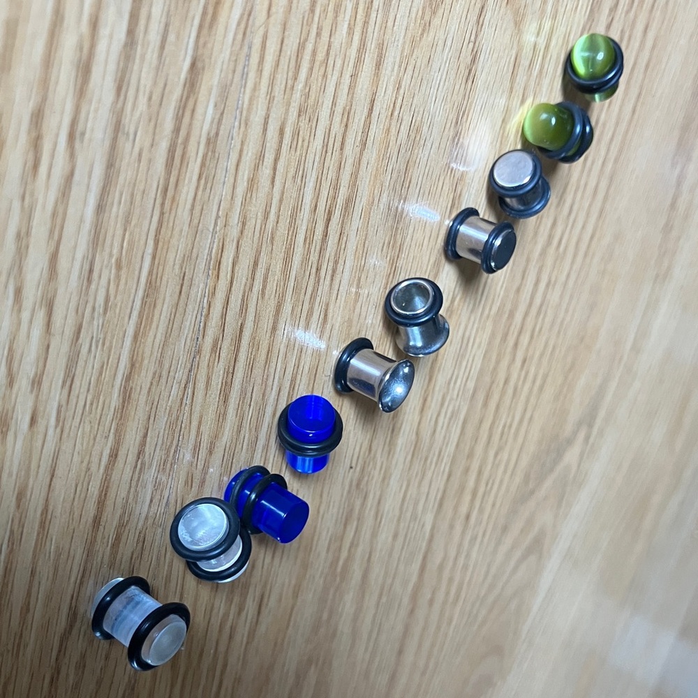 Hot Topic Silver and Blue Plugs
